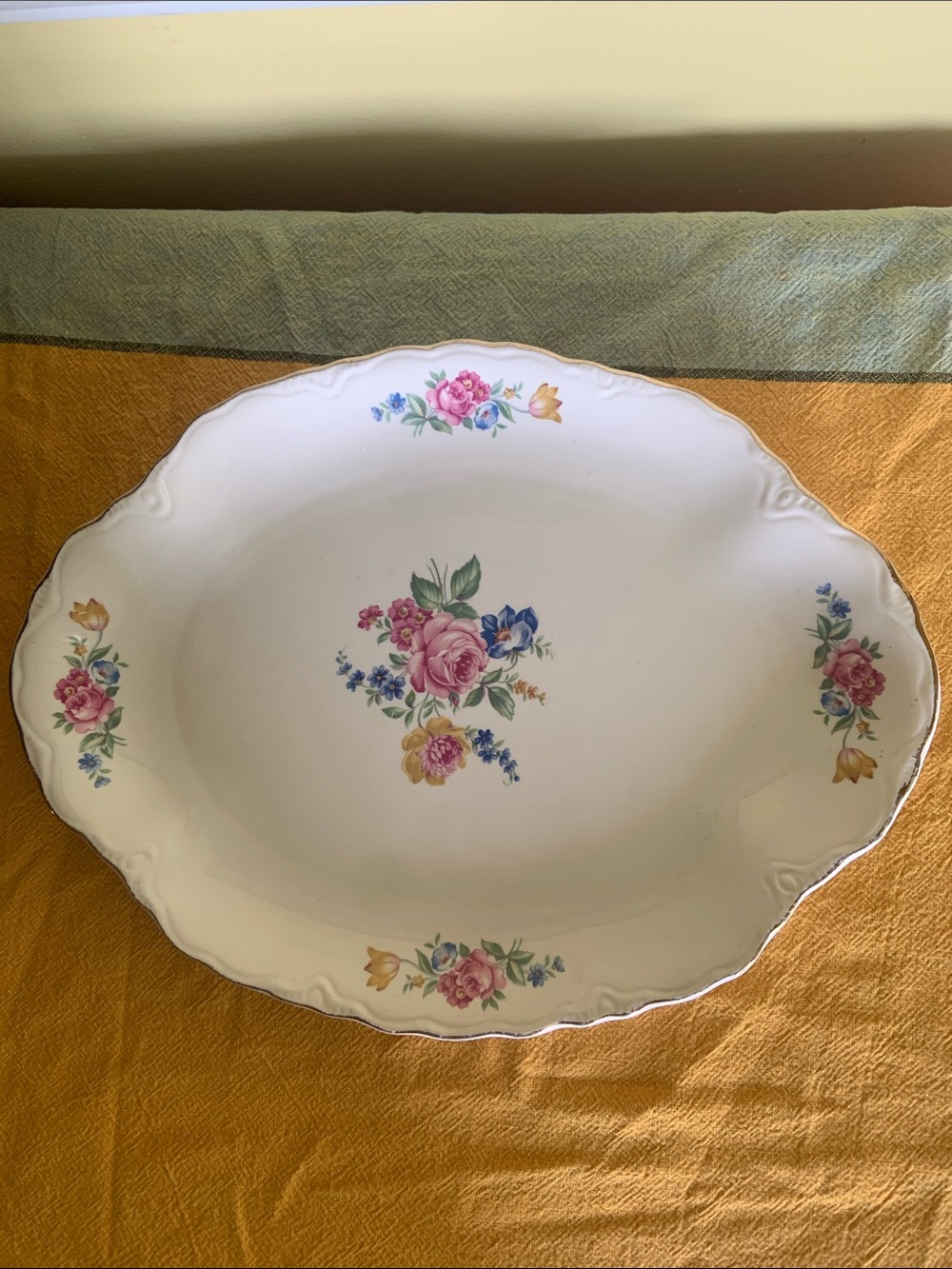 Scio Ohio Pottery 1940s Hazel Floral Ceramic Serving Platter